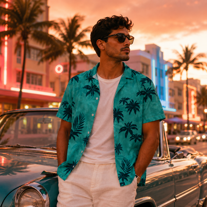 Retro Miami 80s Tropical Shirt - Vintage Gangster Style